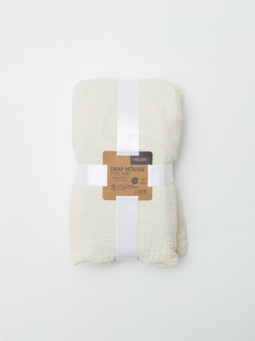 Hoeslaken 2 personen (140x200) van dubbel katoengaas - Kiabi Home - Kiabi