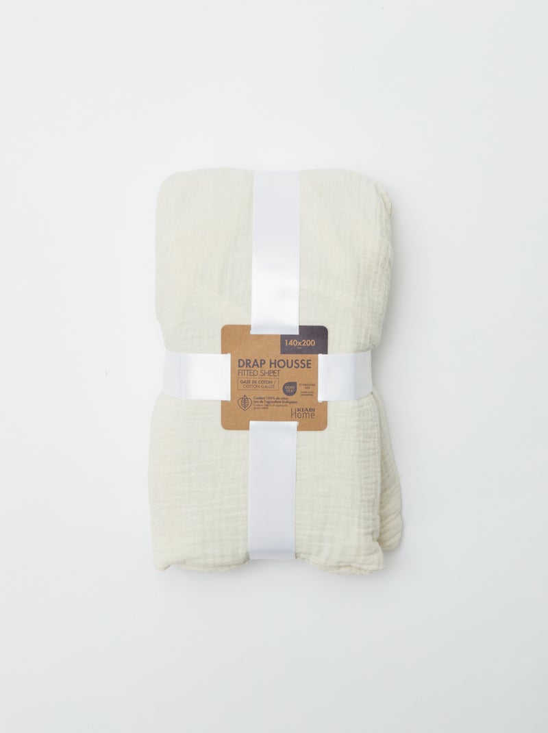 Hoeslaken 2 personen (140x200) van dubbel katoengaas - Kiabi Home BIEGE - Kiabi