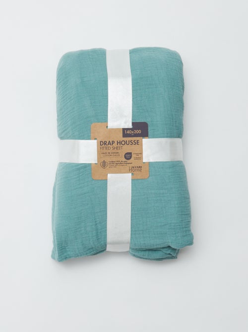 Hoeslaken 2 personen (140x200) van dubbel katoengaas - Kiabi Home - Kiabi