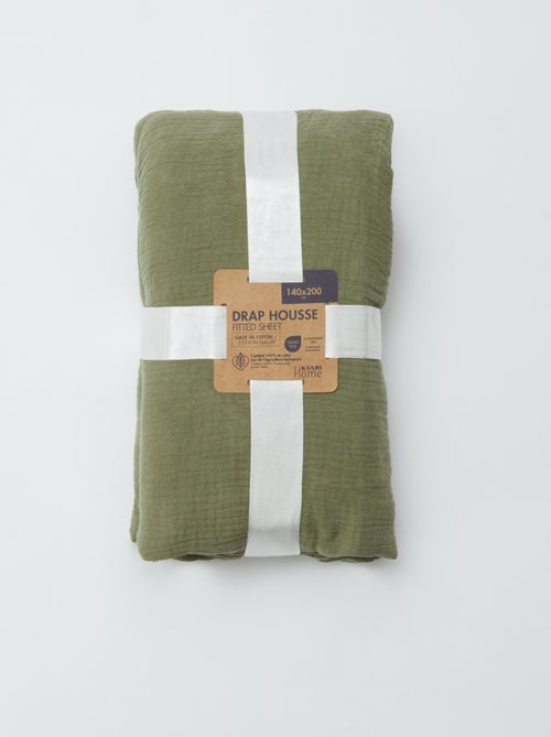 Hoeslaken 2 personen (140x200) van dubbel katoengaas - Kiabi Home - Kiabi