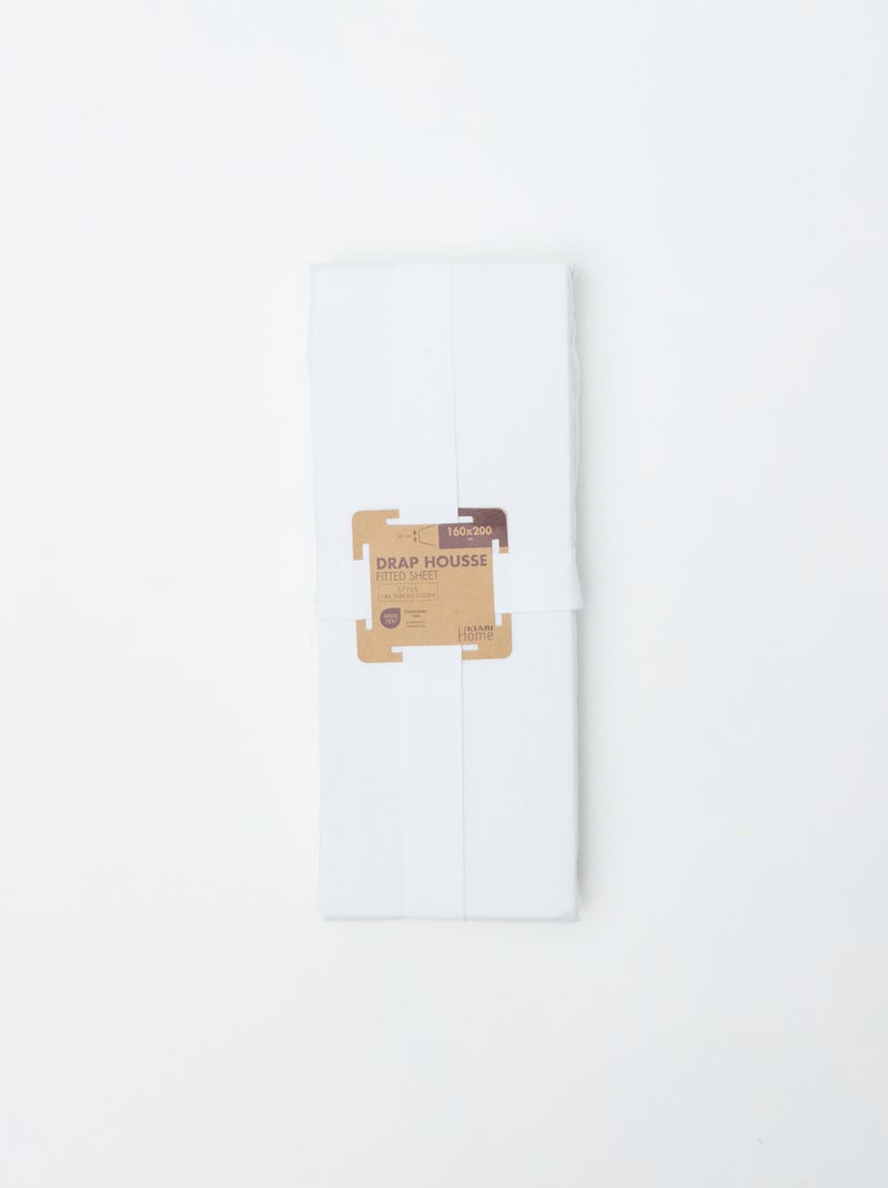 Hoeslaken 2 personen (160x200cm) van katoen - Kiabi Home Wit - Kiabi