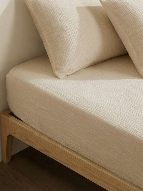 Hoeslaken 2 personen (180x200) van dubbel katoengaas - Kiabi Home - Kiabi