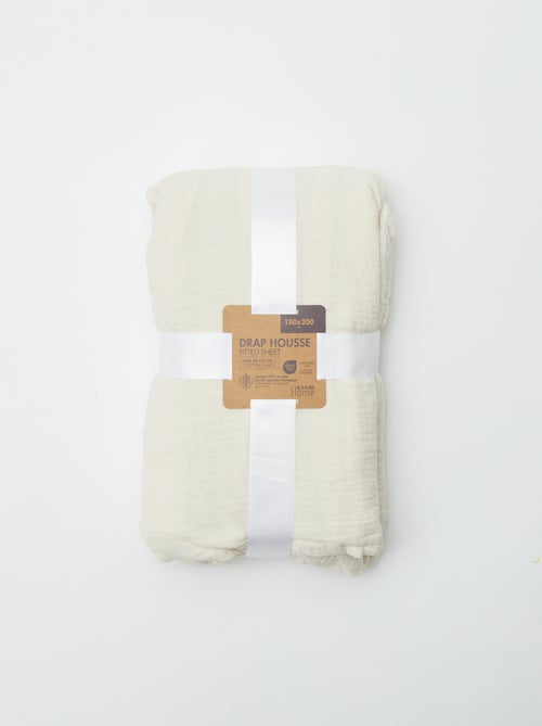 Hoeslaken 2 personen (180x200) van dubbel katoengaas - Kiabi Home - Kiabi