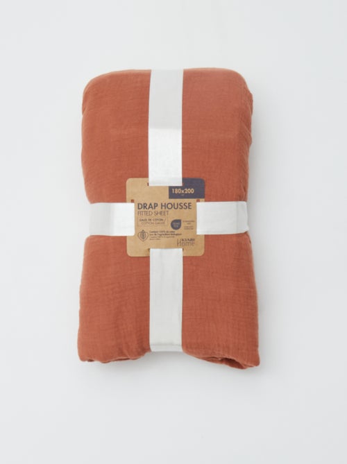 Hoeslaken 2 personen (180x200) van dubbel katoengaas - Kiabi Home - Kiabi