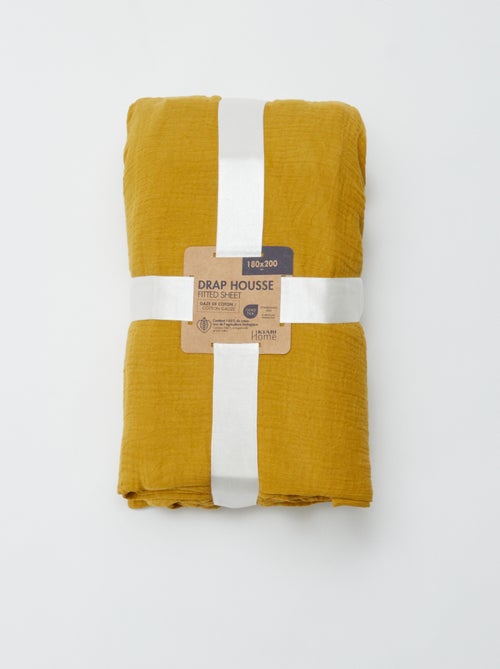 Hoeslaken 2 personen (180x200) van dubbel katoengaas - Kiabi Home - Kiabi