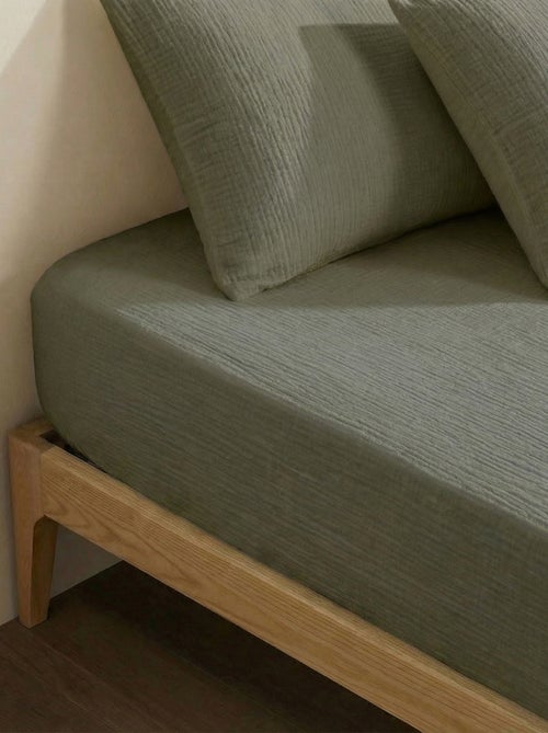 Hoeslaken 2 personen (180x200) van dubbele katoengaas - Kiabi Home - Kiabi