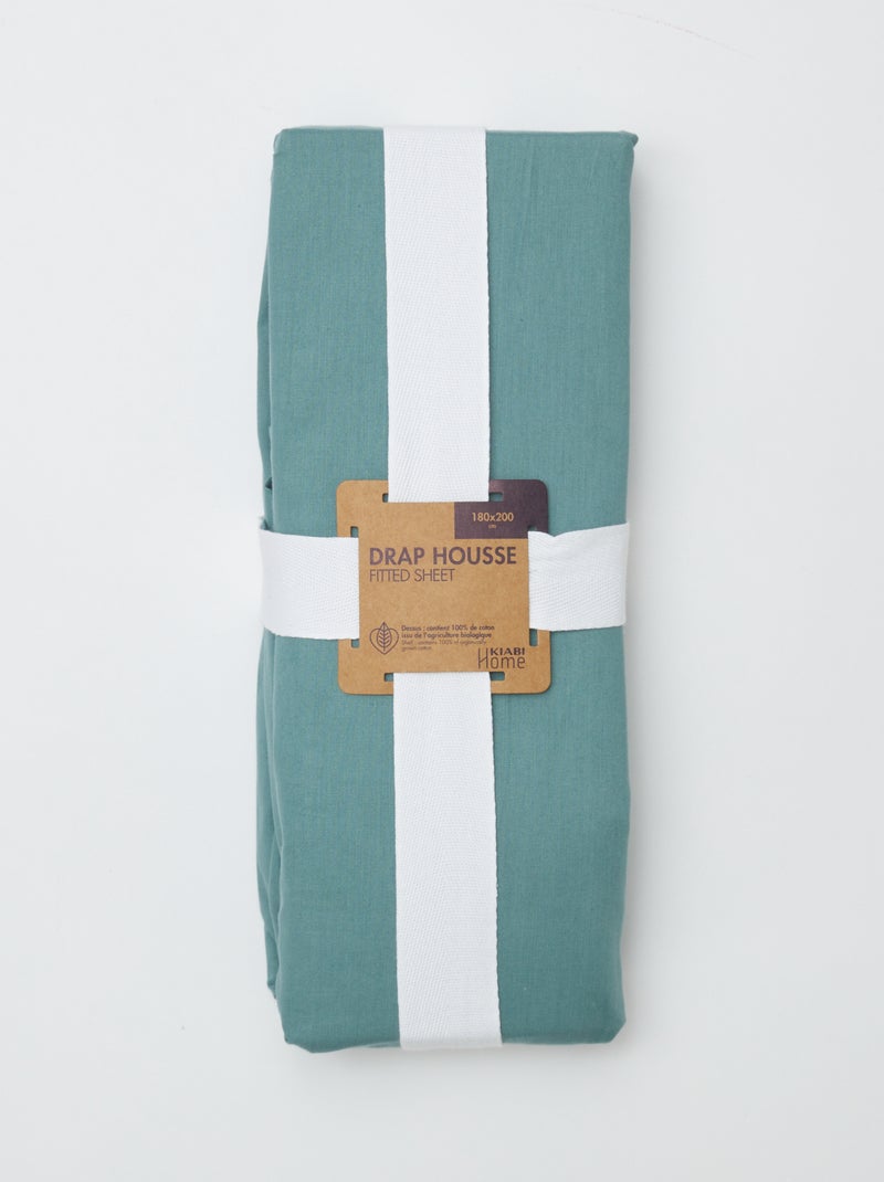 Hoeslaken 2 personen (180x200) van katoen - Kiabi Home GROEN - Kiabi