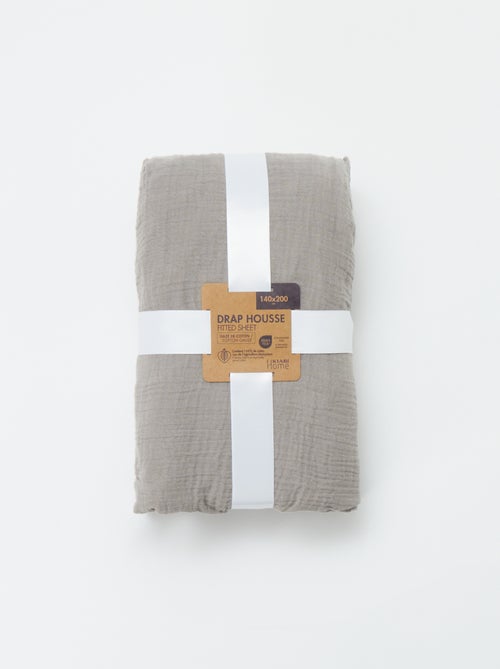 Hoeslaken 2-persoons (140x200) van dubbel katoengaas - Kiabi Home - Kiabi