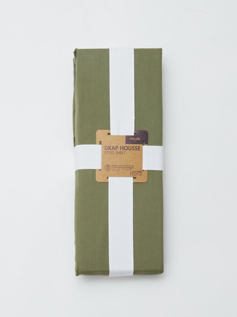 Hoeslaken 2-persoons (160x200cm) van katoen - Kiabi Home groen - Kiabi