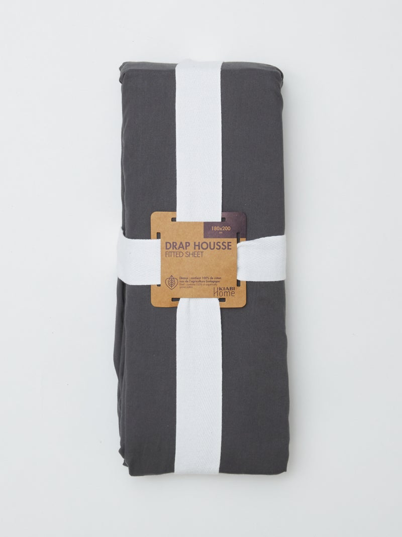 Hoeslaken 2-persoons (180x200) van katoen - Kiabi Home GRIJS - Kiabi