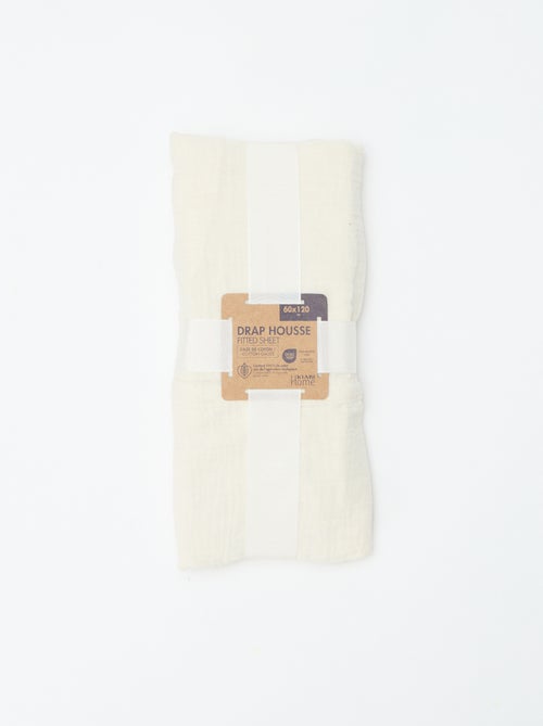 Hoeslaken babybed 60 x 120 cm van dubbel katoengaas - Kiabi Home - Kiabi