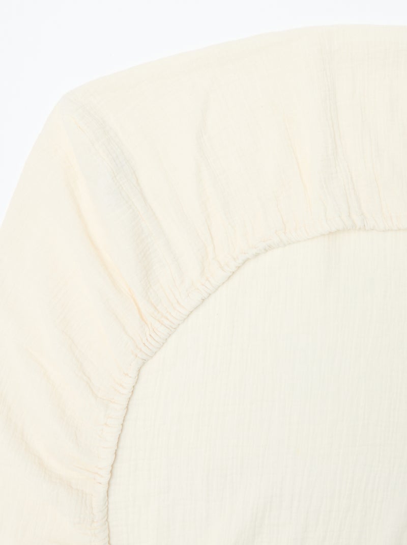 Hoeslaken babybed (60x120 cm) van dubbel katoengaas - Kiabi Home Wit - Kiabi