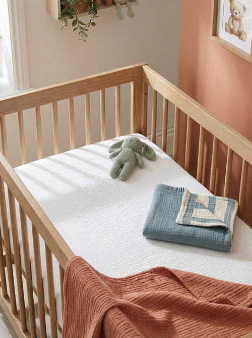 Hoeslaken babybed 70 x 140 van dubbel katoengaas - Kiabi Home - Kiabi