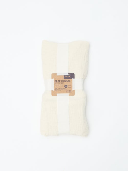 Hoeslaken babybed 70 x 140 van dubbel katoengaas - Kiabi Home - Kiabi