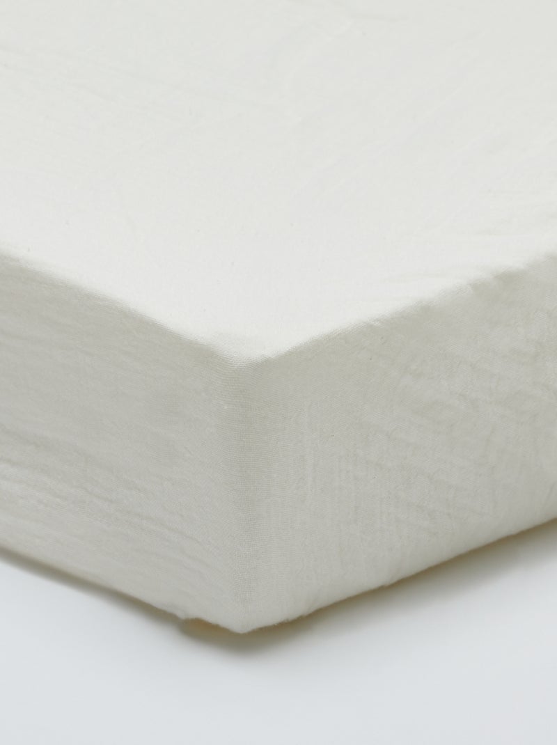 Hoeslaken babybed (70x140) van dubbel katoengaas - Kiabi Home WIT - Kiabi