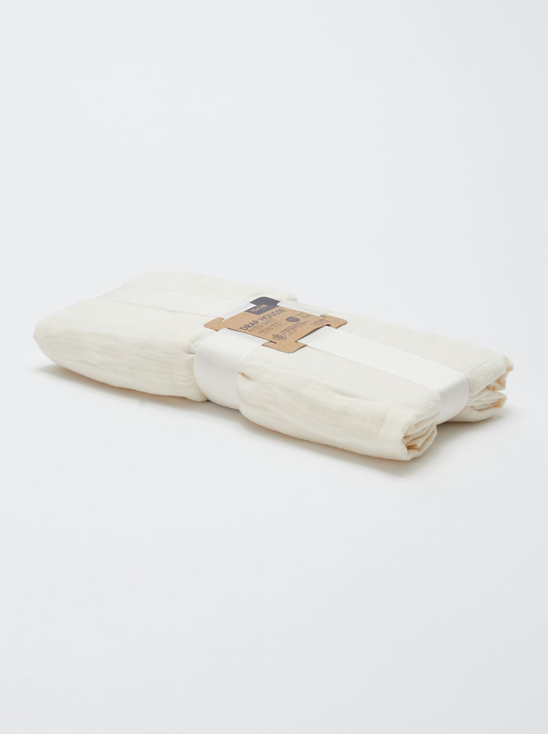 Hoeslaken babybed (70x140) van dubbel katoengaas - Kiabi Home WIT - Kiabi