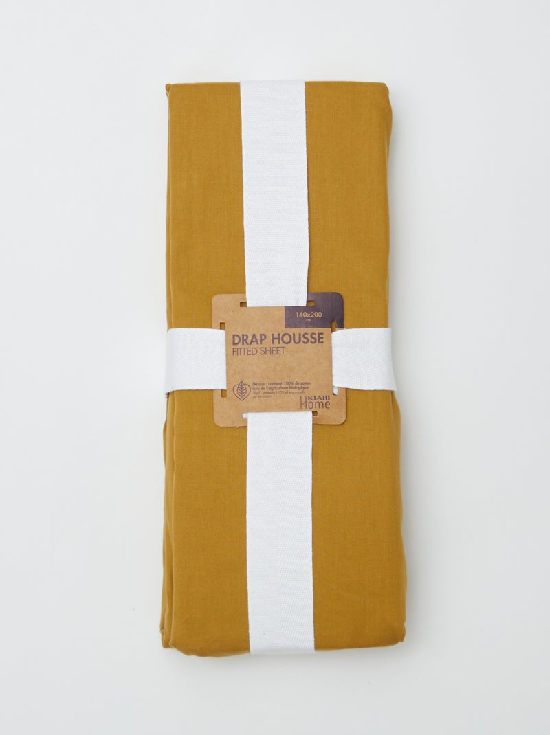 Hoeslaken effen 140 x 200 cm GEEL - Kiabi