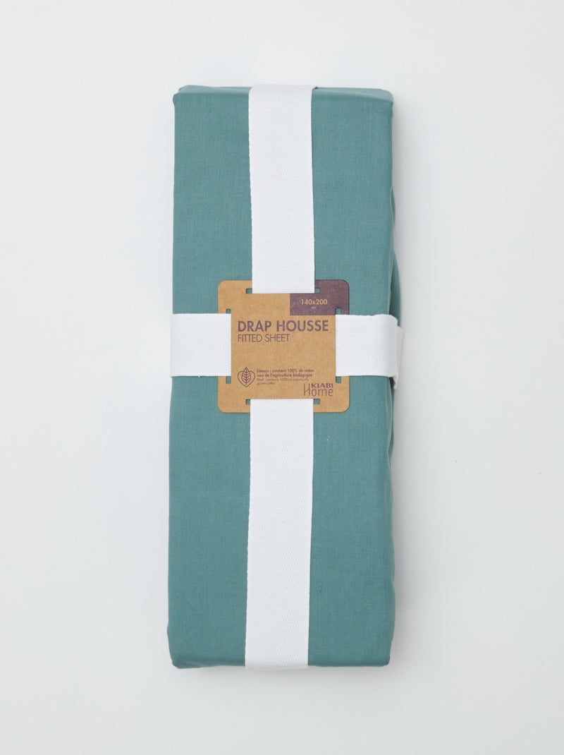 Hoeslaken effen 140 x 200 cm GROEN - Kiabi