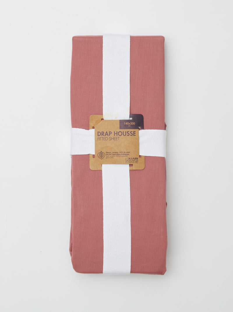 Hoeslaken effen 140 x 200 cm ROSE - Kiabi