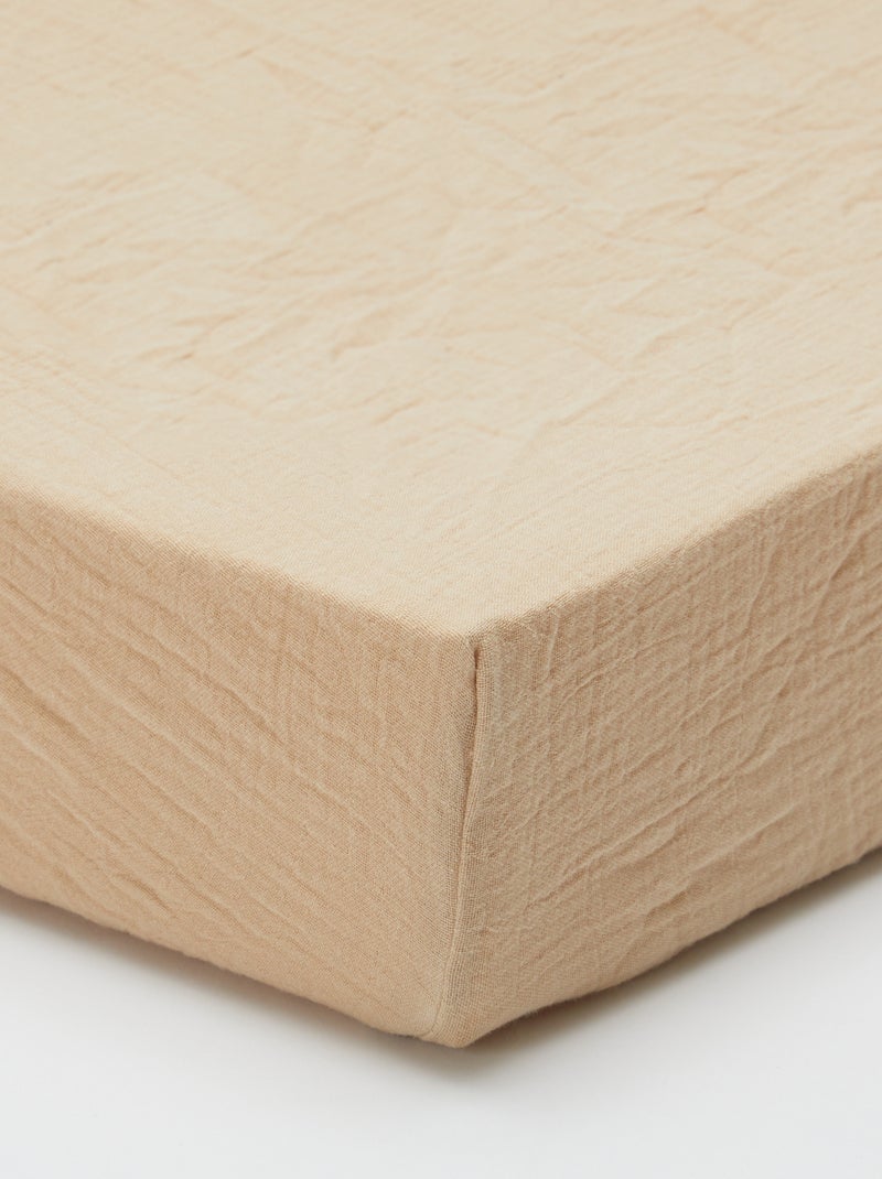 Hoeslaken van katoengaas (160 x 200 cm) - Kiabi Home BIEGE - Kiabi