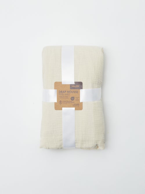 Hoeslaken van katoengaas (160 x 200 cm) - Kiabi Home - Kiabi