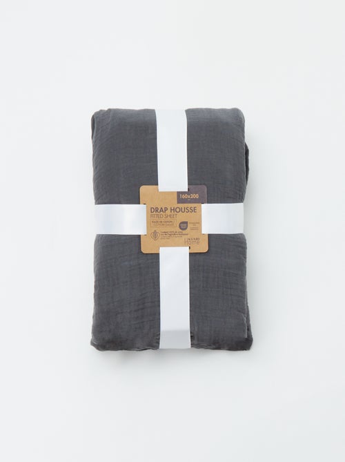 Hoeslaken van katoengaas (160 x 200 cm) - Kiabi Home - Kiabi