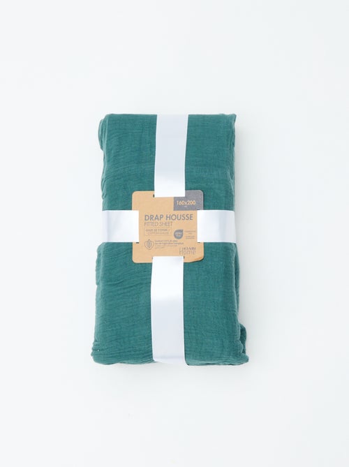 Hoeslaken van katoengaas (160 x 200 cm) - Kiabi Home - Kiabi