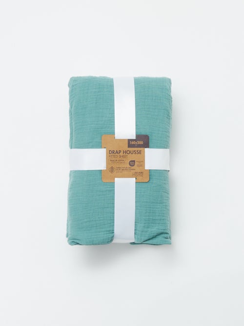 Hoeslaken van katoengaas (160 x 200 cm) - Kiabi Home - Kiabi