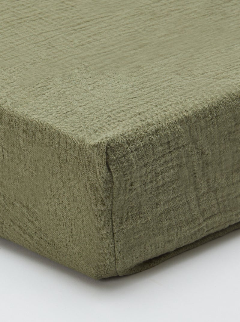 Hoeslaken van katoengaas (160 x 200 cm) - Kiabi Home groen - Kiabi