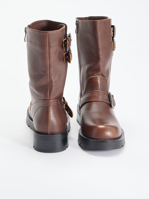 Hoge boots van imitatieleer met decoratieve band - Kiabi