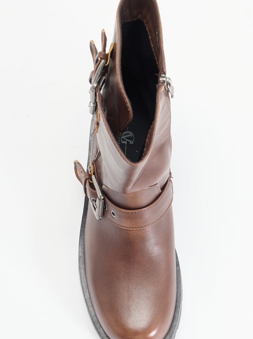 Hoge boots van imitatieleer met decoratieve band - Kiabi