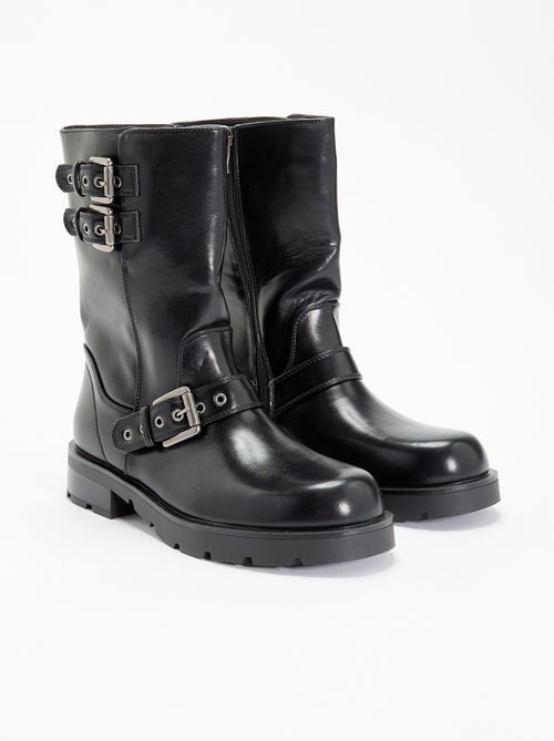 Hoge boots van imitatieleer met decoratieve band - Kiabi