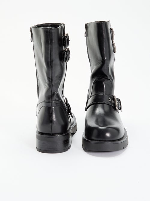 Hoge boots van imitatieleer met decoratieve band - Kiabi