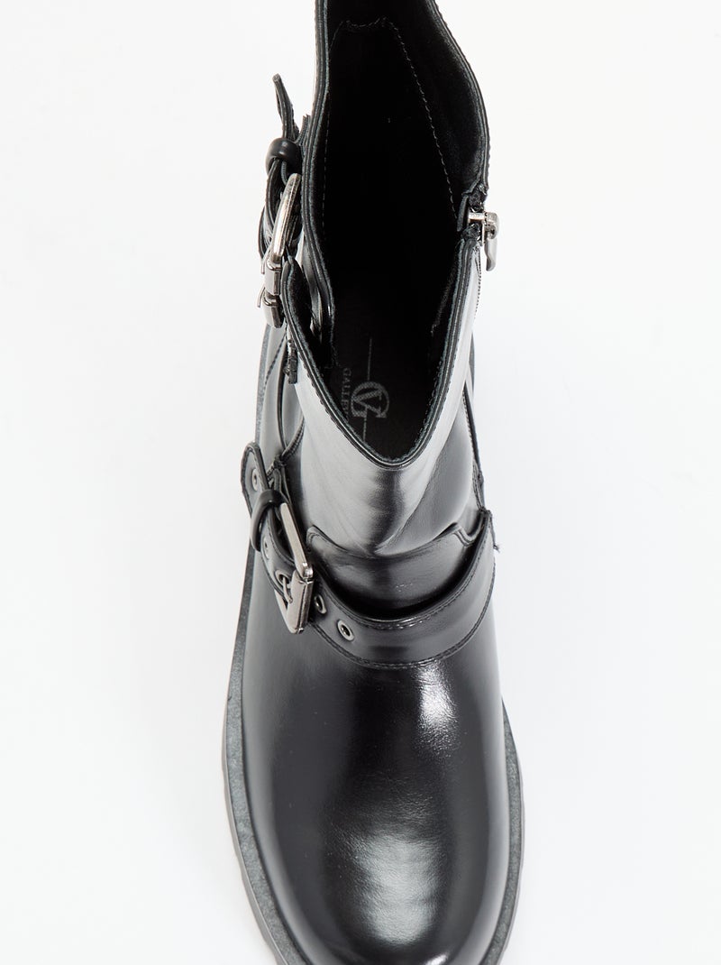Hoge boots van imitatieleer met decoratieve band Zwart - Kiabi