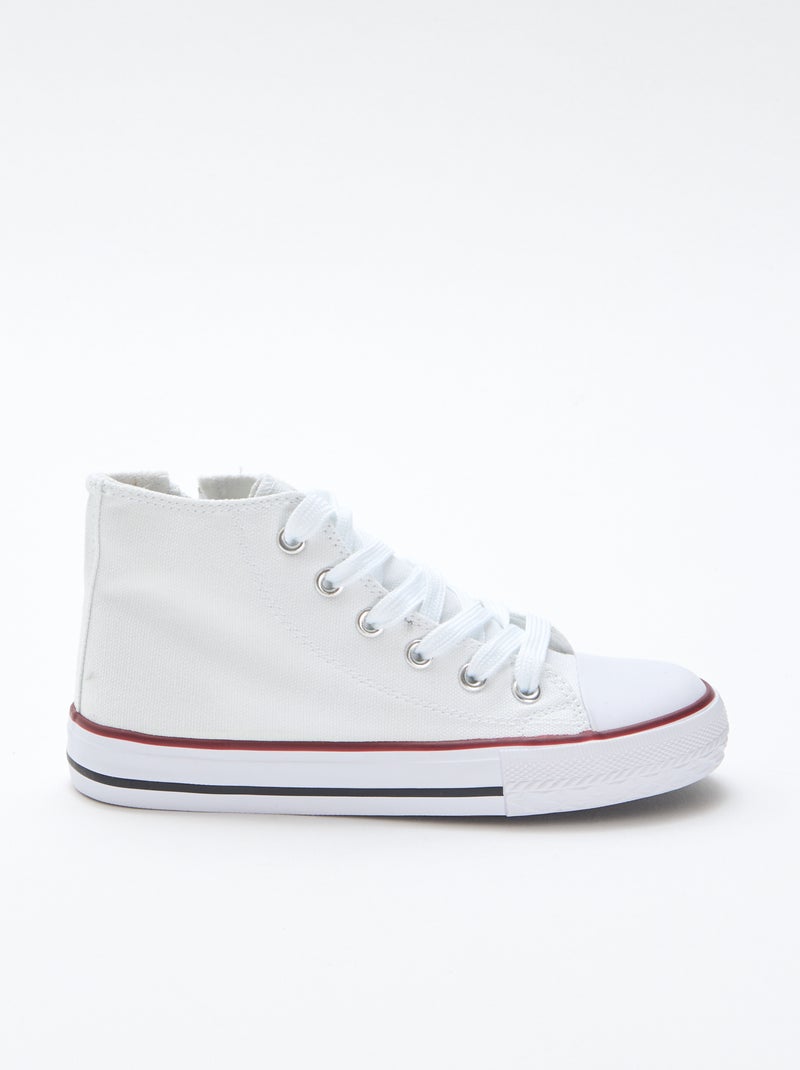 Hoge canvas sneakers met rits Wit - Kiabi