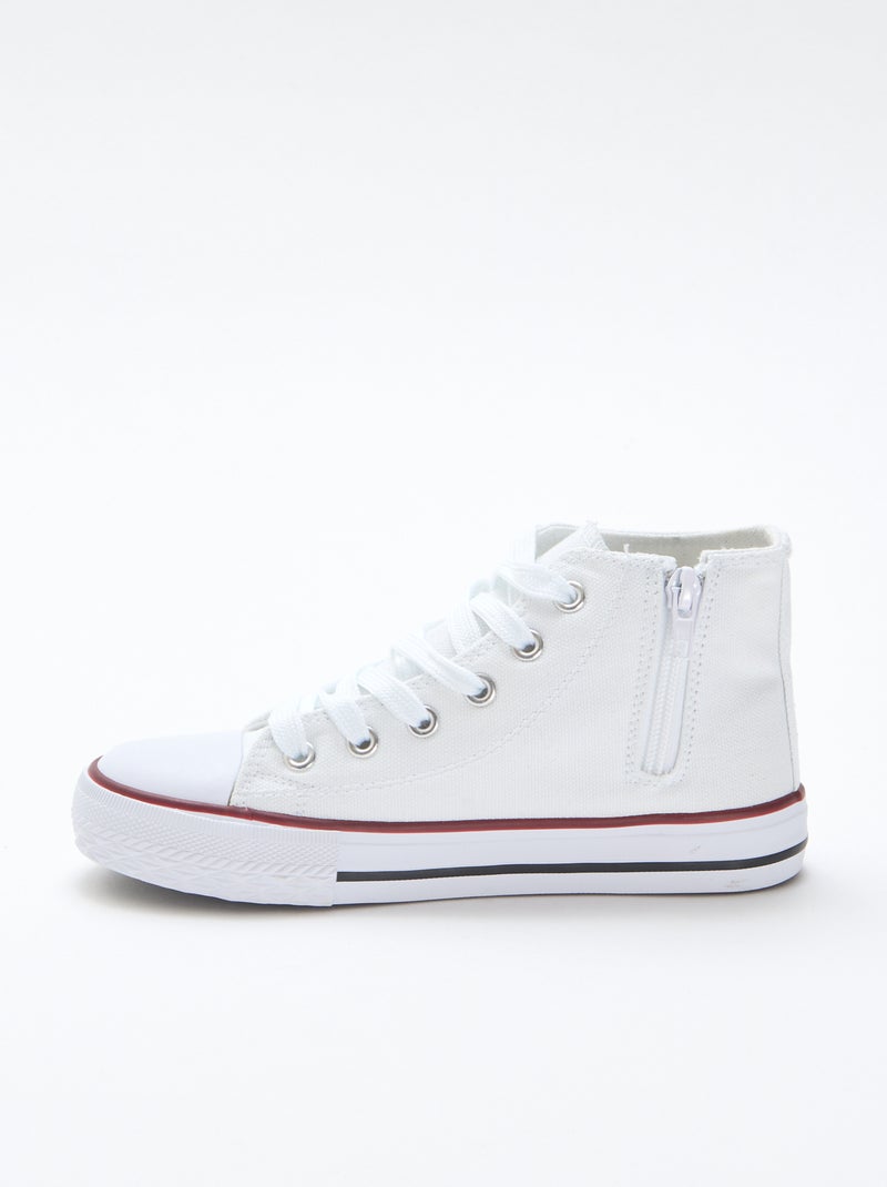 Hoge canvas sneakers met rits Wit - Kiabi