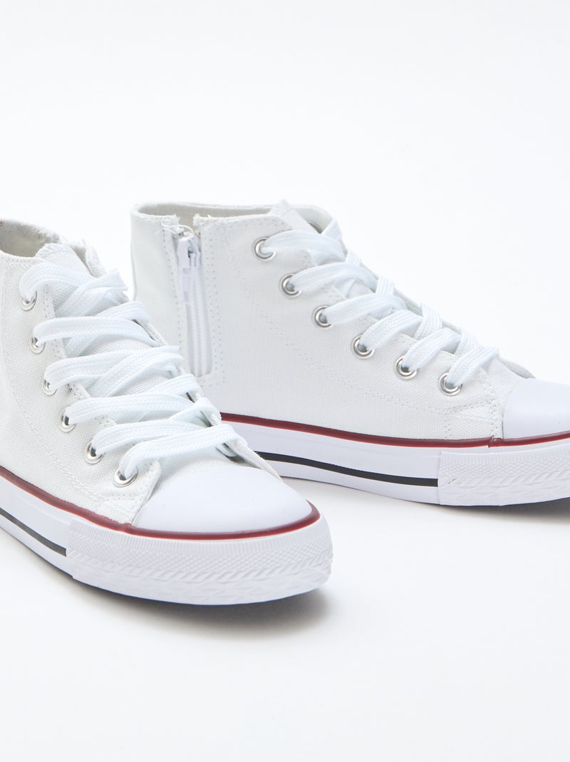 Hoge canvas sneakers met rits Wit - Kiabi