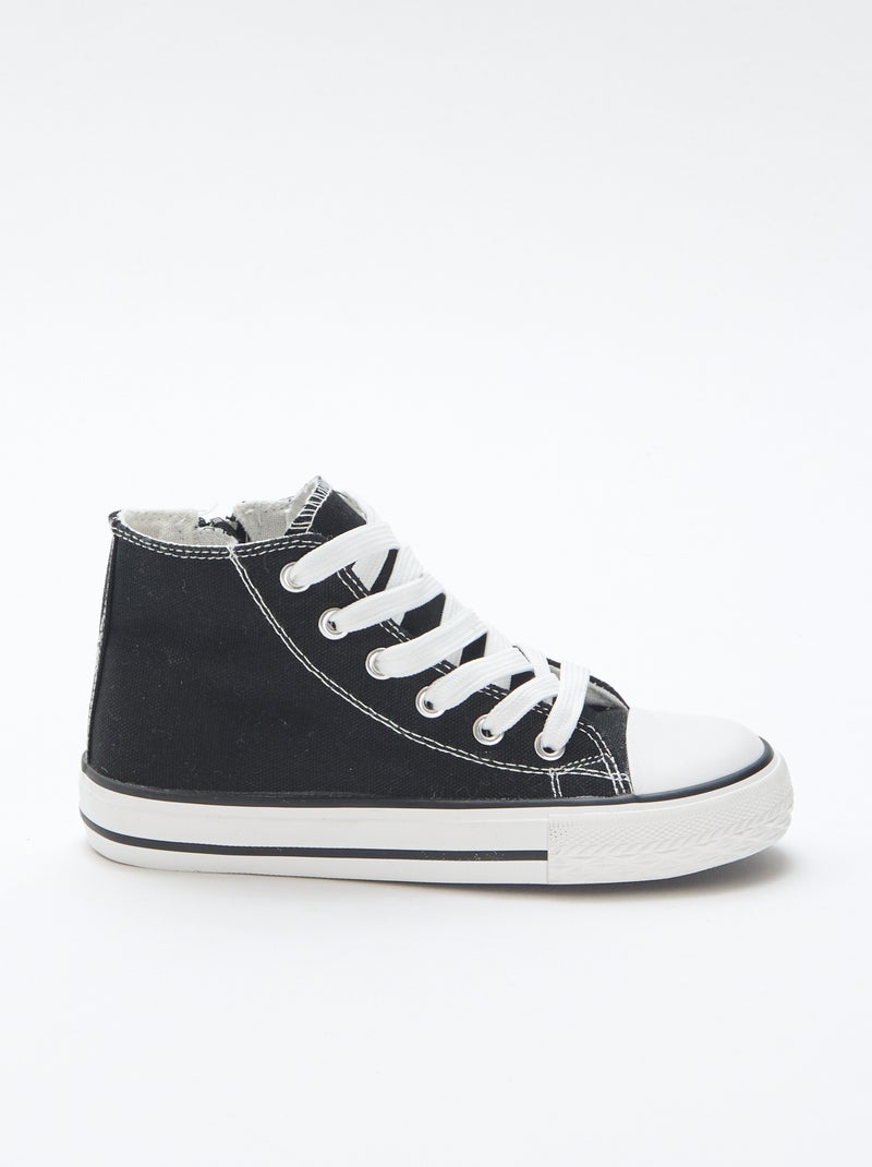 Hoge canvas sneakers met rits Zwart - Kiabi