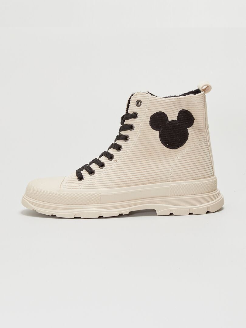 Hoge Disney-sneakers van velours met Mickey-print BIEGE - Kiabi