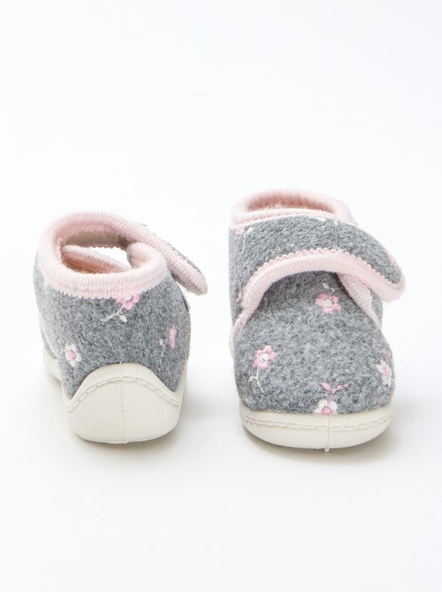 Hoge gevoerde sloffen met klittenband - Kiabi