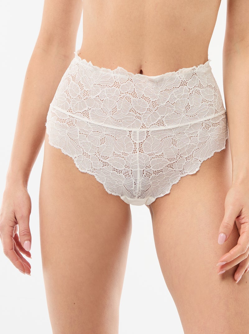 Hoge kanten slip met bloemen Wit - Kiabi