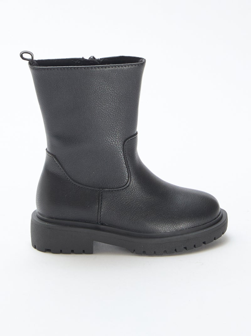 Hoge laarzen met rits Zwart - Kiabi