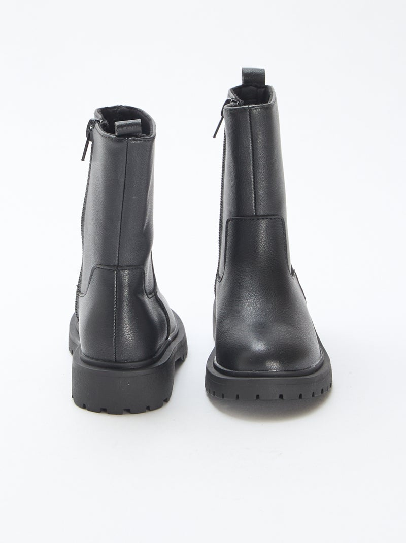 Hoge laarzen met rits Zwart - Kiabi