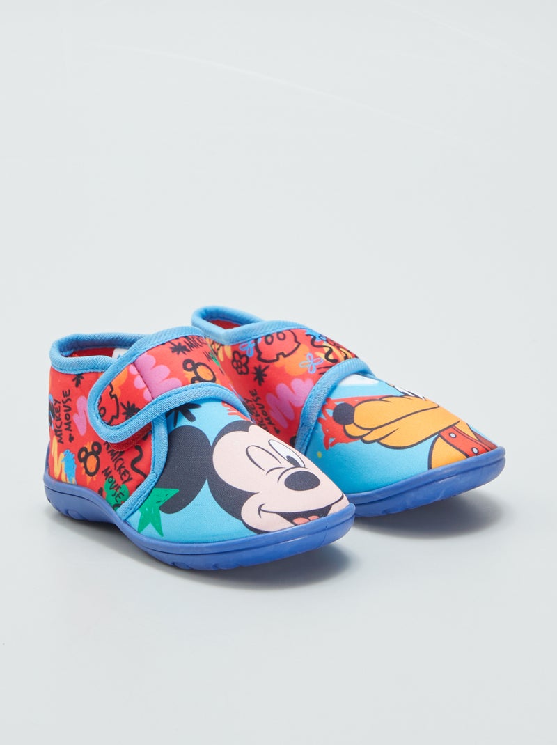 Hoge Mickey-sloffen met klittenband BLAUW - Kiabi