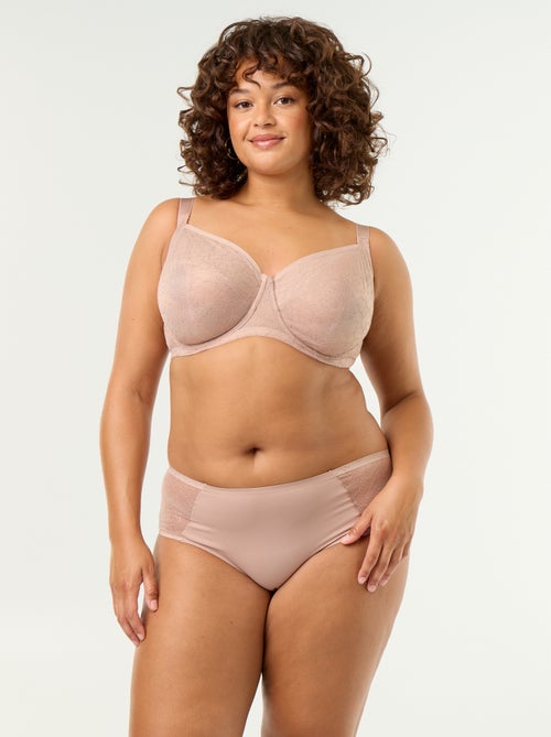Hoge microvezel slip met kant - Kiabi