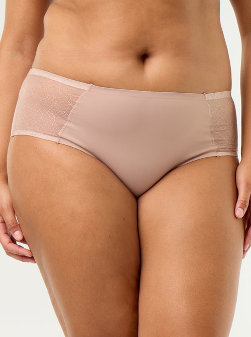 Hoge microvezel slip met kant - Kiabi