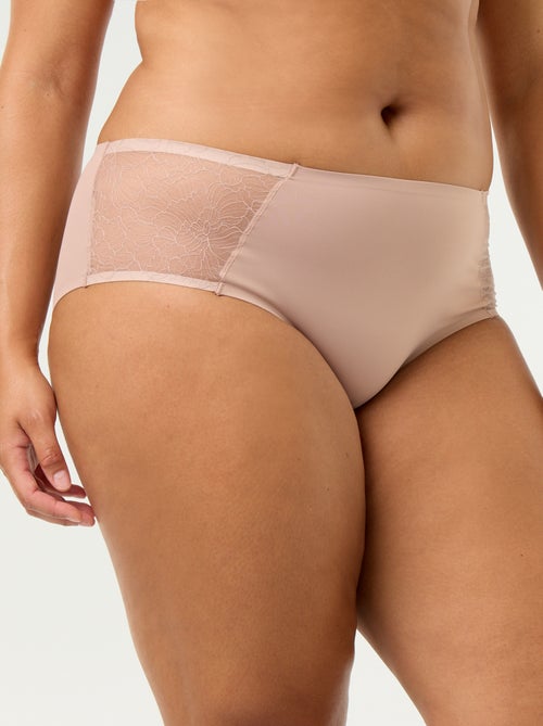 Hoge microvezel slip met kant - Kiabi