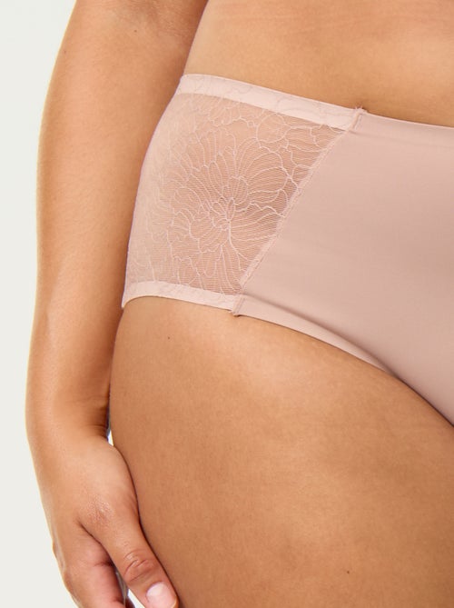 Hoge microvezel slip met kant - Kiabi