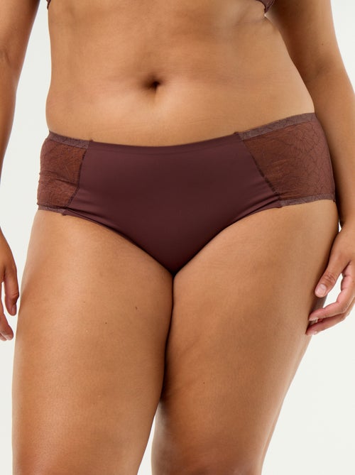 Hoge microvezel slip met kant - Kiabi