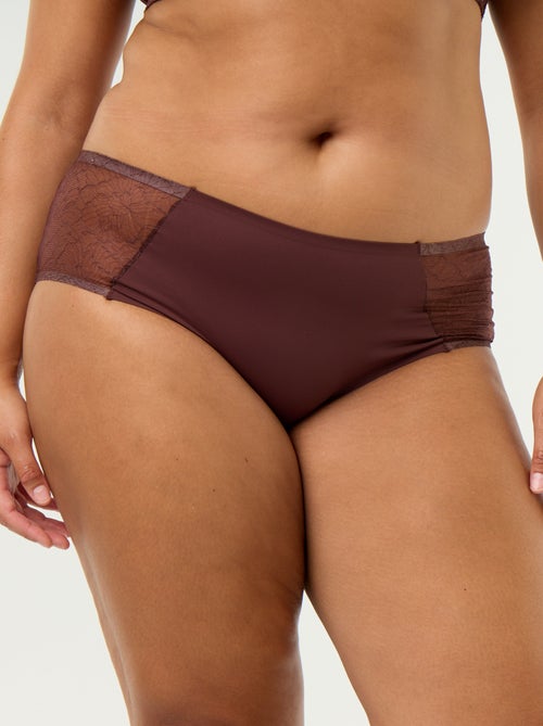 Hoge microvezel slip met kant - Kiabi
